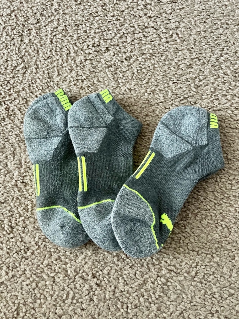PUMA Unisex 3 pairs Ankle Socks Green Glow